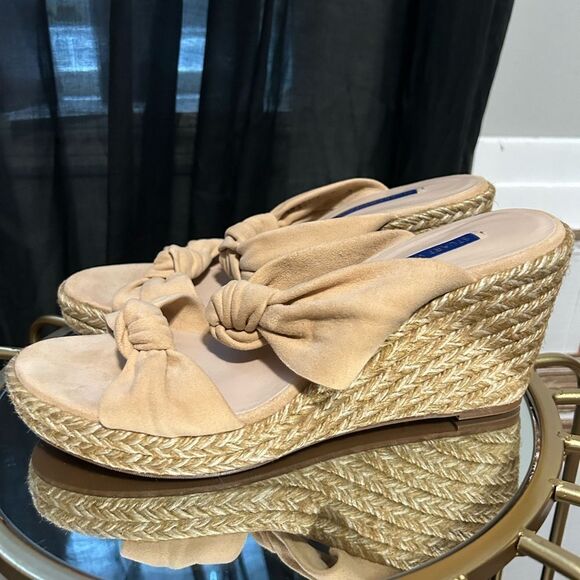 Stuart Weitzman Sarina Suede Espadrille Wedge Sandals - Picture 4 of 6
